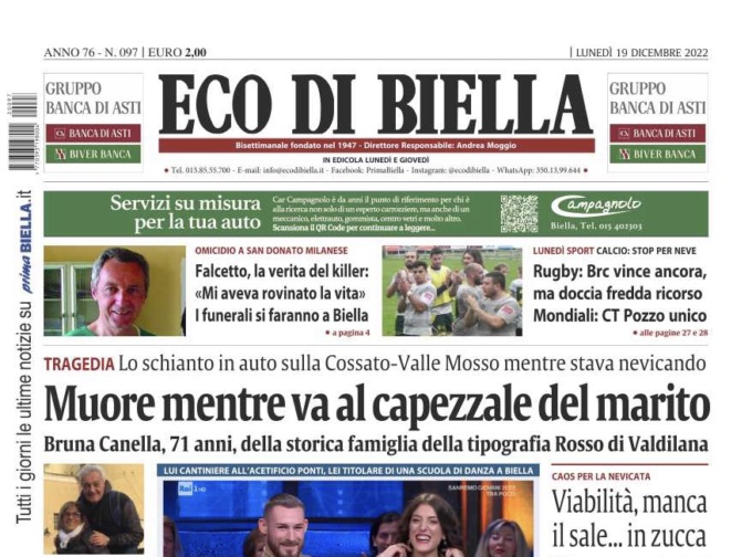 Eco di Biella in edicola oggi con tante notizie e approfondimenti esclusivi – IN REGALO GUIDA SERVIZI OSPEDALE