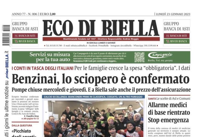 Eco di Biella in edicola oggi con tante notizie e approfondimenti esclusivi