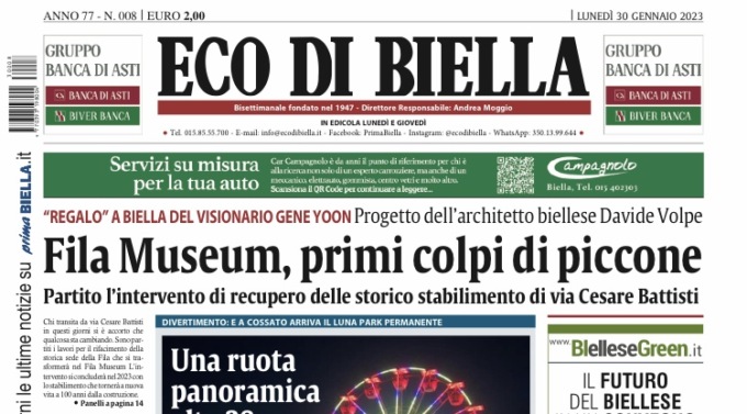 Eco di Biella in edicola oggi con tante notizie e approfondimenti esclusivi