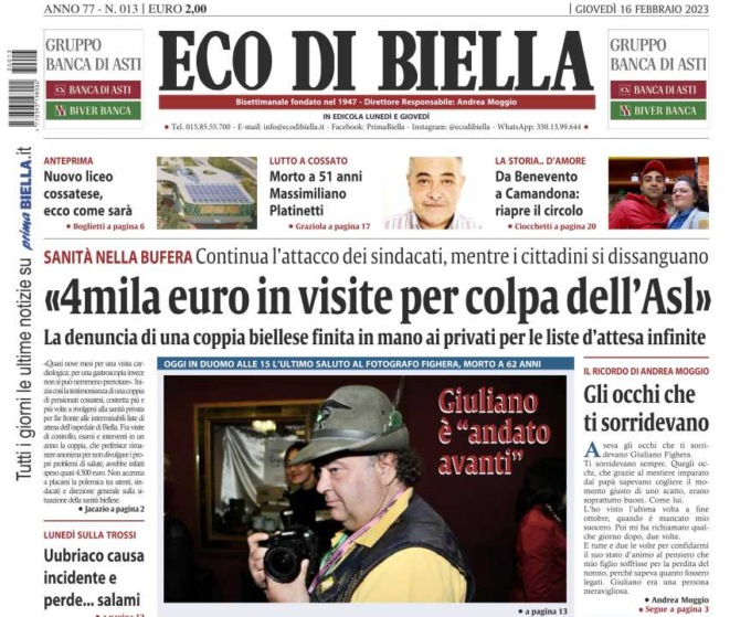 Eco di Biella in edicola oggi con tante notizie e approfondimenti esclusivi
