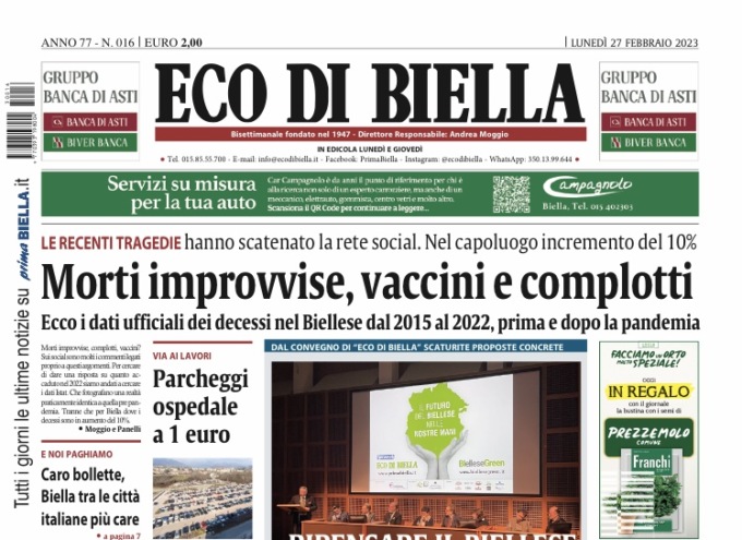 Eco di Biella in edicola oggi con tante notizie e approfondimenti esclusivi