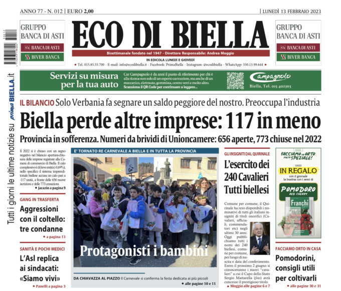 Eco di Biella in edicola con tante notizie e approfondimenti esclusivi