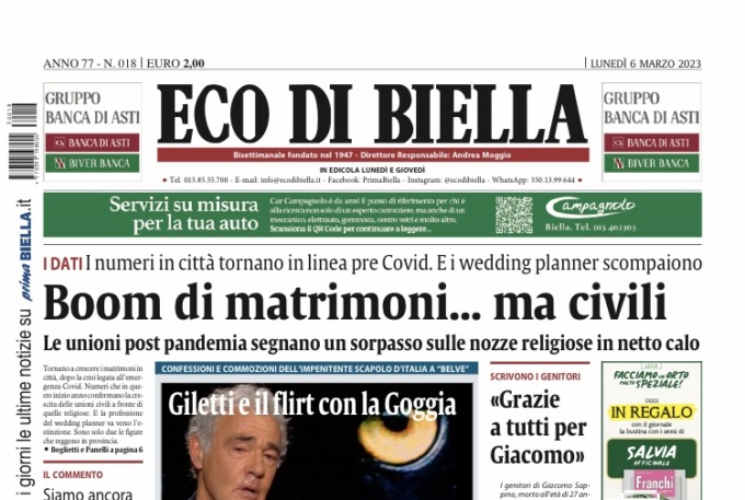 Eco di Biella in edicola con tante notizie e approfondimenti esclusivi