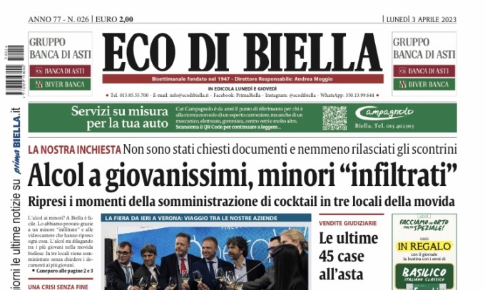Eco di Biella in edicola oggi con tante notizie e approfondimenti esclusivi