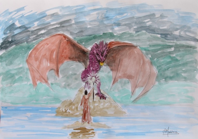 Il Drago di San Giulio del pittore colombiano di Biella Alexandre Monntoya