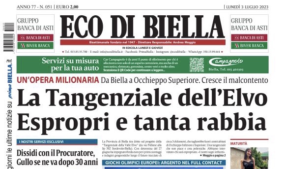Eco di Biella in edicola oggi con tante notizie e approfondimenti esclusivi