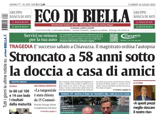Eco di Biella in edicola oggi con tante notizie e approfondimenti esclusivi