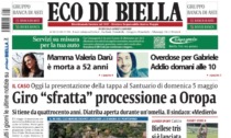 "Giro d'Italia 'sfratta' processione a Oropa": la prima pagina di Eco di Biella oggi in edicola