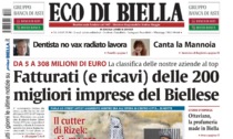 "Le 200 migliori imprese del Biellese": la prima pagina di Eco di Biella in edicola oggi