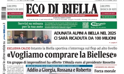 "Vogliamo comprare la Biellese": la prima pagina di Eco di Biella in edicola oggi