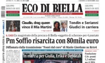 "Pm Soffio risarcita con 80mila euro": la prima pagina di Eco di Biella in edicola oggi