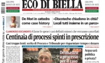 "Centinaia di processi spinti in prescrizione": la prima pagina di Eco di Biella in edicola oggi