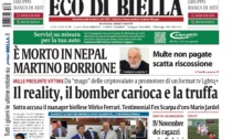 "Il reality, il bomber carioca e la truffa": la prima pagina di Eco di Biella oggi in edicola