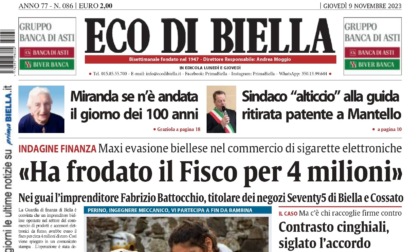 "Ha frodato il Fisco per 4 milioni": la prima pagina di Eco di Biella oggi in edicola