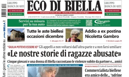"Le nostre storie di ragazze abusate": la prima pagina di Eco di Biella in edicola oggi