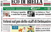 "Veleni sul pm dello staff di Delmastro": la prima pagina di Eco di Biella in edicola oggi