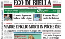 "Madre e figlio morti in poche ore": la prima pagina di Eco di Biella in edicola oggi