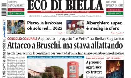 "Consiglio comunale a Biella, attacco a Bruschi, ma stava allattando": la prima pagina di Eco di Biella in edicola oggi