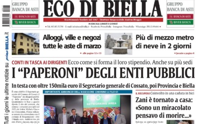"I Paperoni degli enti pubblici": la prima pagina di Eco di Biella in edicola oggi