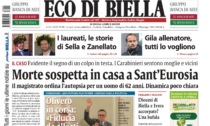 "Morte sospetta in casa a Sant'Eurosia": la prima pagina di Eco di Biella in edicola oggi