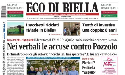 "Nei verbali le accuse contro Pozzolo": la prima pagina di Eco di Biella in edicola oggi