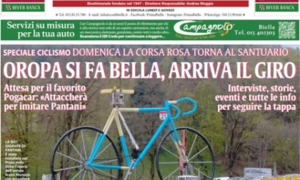 "Oropa si fa bella, arriva il Giro": la prima pagina di Eco di Biella in edicola oggi