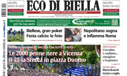 "Le 2000 penne nere a Vicenza": la prima pagina di Eco di Biella in edicola oggi
