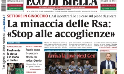 "La minaccia delle Rsa: 'Stop alle accoglienze'": la prima pagina di Eco di Biella in edicola oggi
