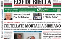 "Coltellate mortali a Bibbiano": la prima pagina di Eco di Biella in edicola oggi