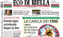"Emorragia cerebrale dopo la lite": la prima pagina di Eco di Biella in edicola oggi