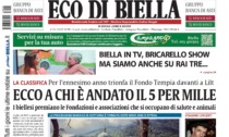 "Ecco a chi è andato il 5x1000": la prima pagina di Eco di Biella in edicola oggi