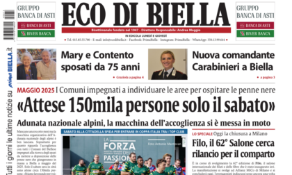 "Adunata 2025, attese 150mila persone solo il sabato": la prima pagina di Eco di Biella in edicola oggi