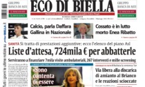 "Liste d'attesa, 724mila euro per abbatterle": la prima pagina di Eco di Biella in edicola oggi