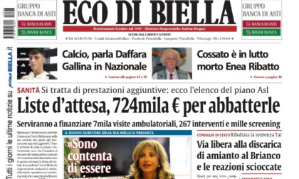 "Liste d'attesa, 724mila euro per abbatterle": la prima pagina di Eco di Biella in edicola oggi