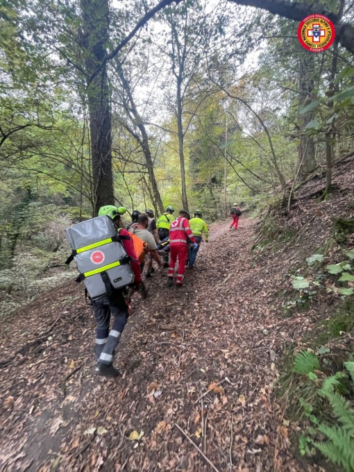Mountainbiker infortunato nel bosco