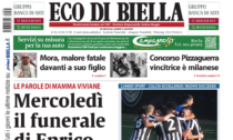 "Mercoledì il funerale di Enrico": la prima pagina di Eco di Biella in edicola oggi