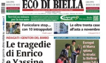 "Le tragedie di Enrico e Yassine": la prima pagina di Eco di Biella in edicola oggi