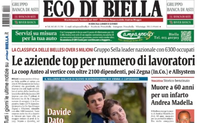 "Le aziende top per numero di lavoratori": la prima pagina di Eco di Biella in edicola oggi