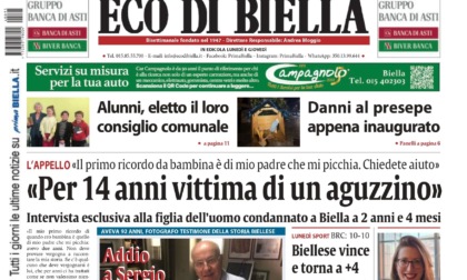 "Per 14 anni vittima di un aguzzino": la prima pagina di Eco di Biella in edicola oggi