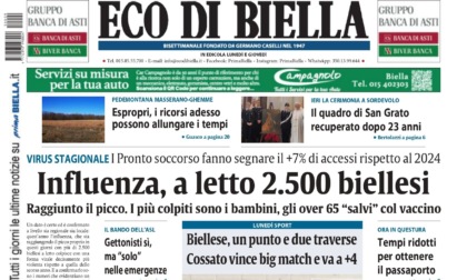 "Influenza, a letto 2.500 biellesi": la prima pagina di Eco di Biella in edicola oggi