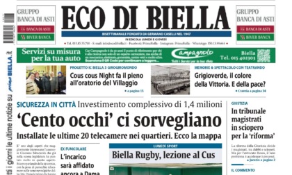 "'Cento occhi' ci sorvegliano": la prima pagina di Eco di Biella in edicola oggi