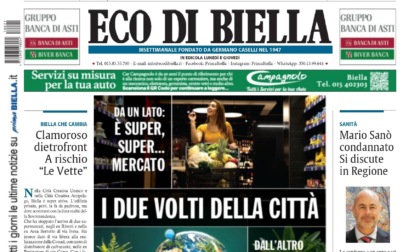 "I due volti della città": la prima pagina di Eco di Biella in edicola oggi