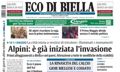 "Alpini: è già iniziata l'invasione": la prima pagina di Eco di Biella in edicola oggi