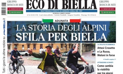 "La storia degli Alpini sfila per Biella": la prima pagina di Eco di Biella in edicola oggi