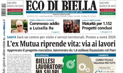 "L'ex Mutua riprende vita: via ai lavori": la prima pagina di Eco di Biella in edicola oggi
