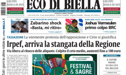 "Irpef, arriva la stangata della Regione": la prima pagina di Eco di Biella in edicola oggi