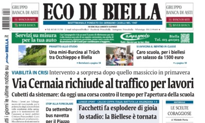 "Via Cernaia richiude al traffico per lavori": la prima pagina di Eco di Biella in edicola oggi