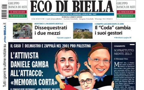 “L’attivista Daniele Gamba all’attacco: ‘Memoria corta’”: la prima pagina di Eco di Biella in edicola oggi