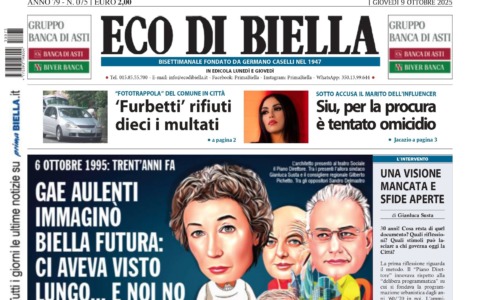 “Gae Aulenti immaginò Biella futura”: la prima pagina di Eco di Biella in edicola oggi