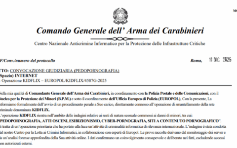 Allarme truffe via email: false convocazioni giudiziarie a nome dei Carabinieri